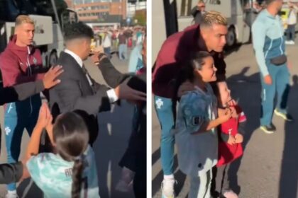 Cristiano Ronaldo rompe el protocolo y se fotografía con dos niñas