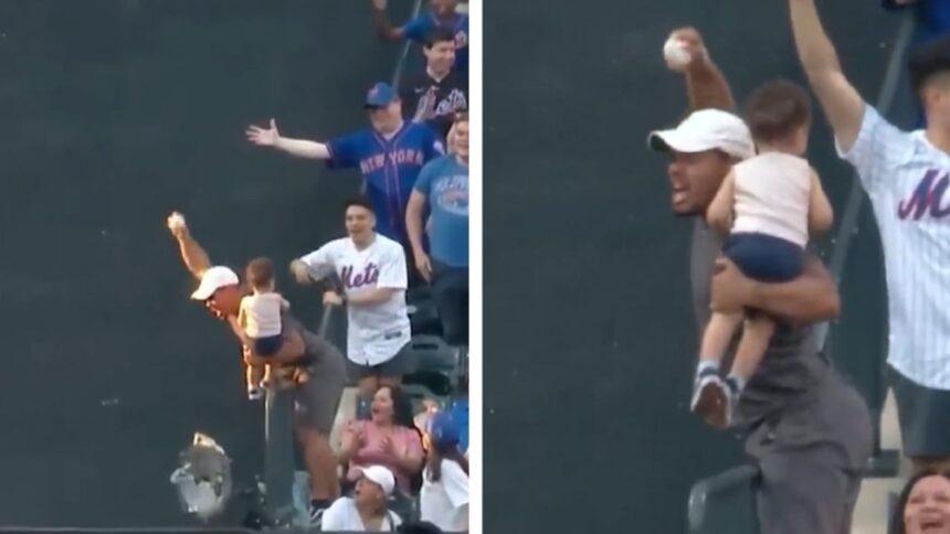 Critican a aficionado de Mets por poner en riesgo a su bebé