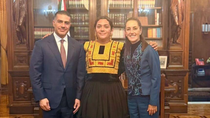 Diseñadora muxe se reúne con Sheinbaum y García Harfuch tras balacera