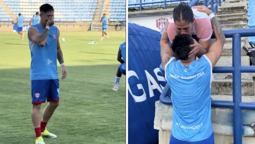 Futbolista llora al ver a su madre en tribunas durante el calentamiento