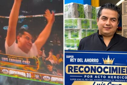 Héroe de Puebla que salvó a una niña recibe homenaje en Triplemanía