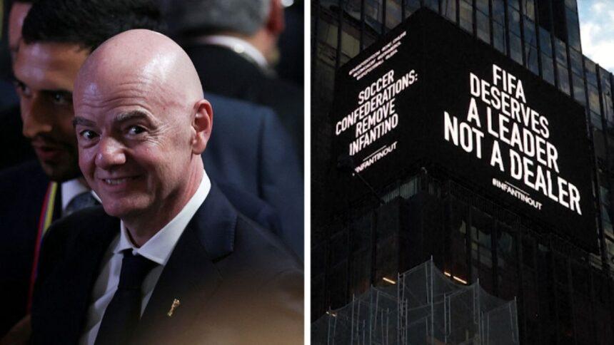 Protesta contra Infantino en Times Square: “FIFA merece un líder, no un dealer”
