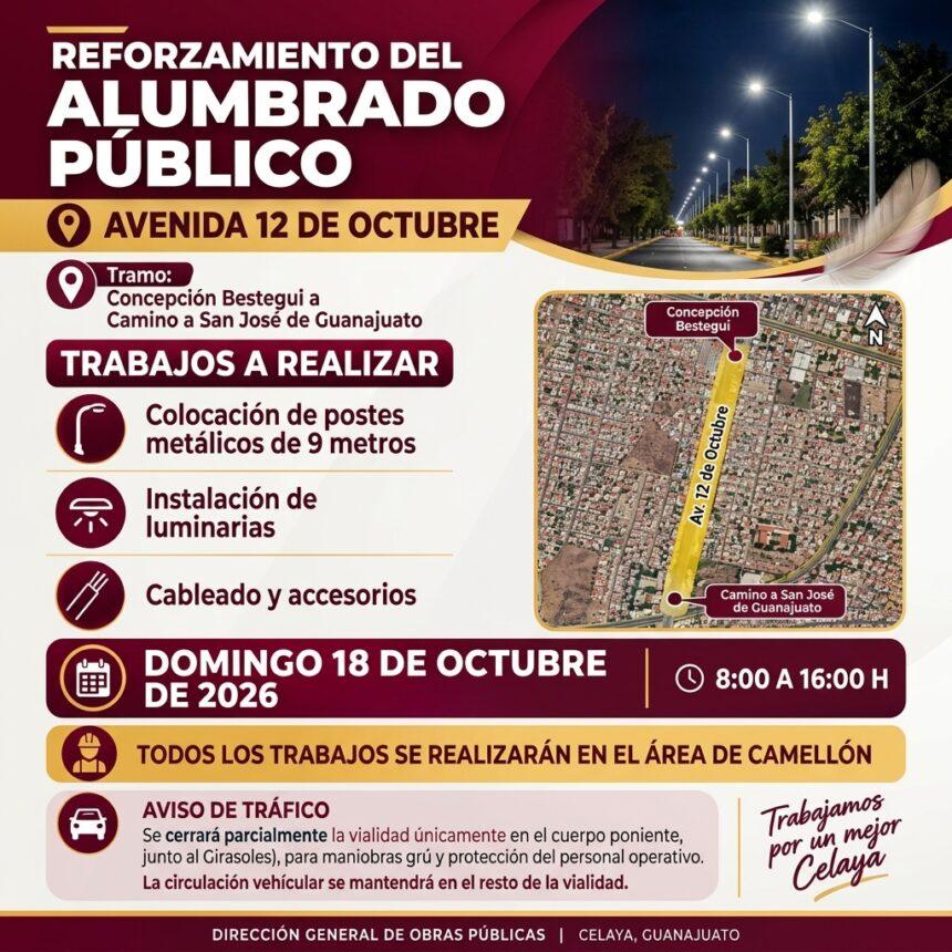 Celaya reforzará el alumbrado público en avenida 12 de Octubre