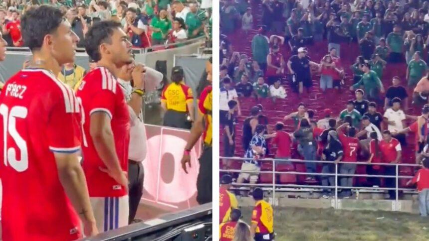Pelea campal en Los Ángeles tras derrota de México; seleccionados chilenos intervienen